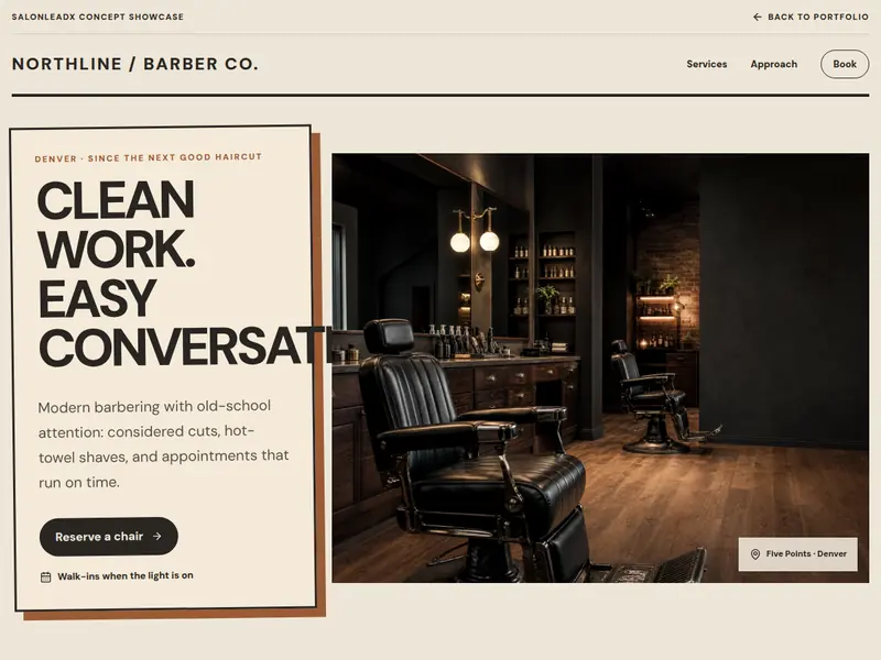 Northline Barber Company website homepage